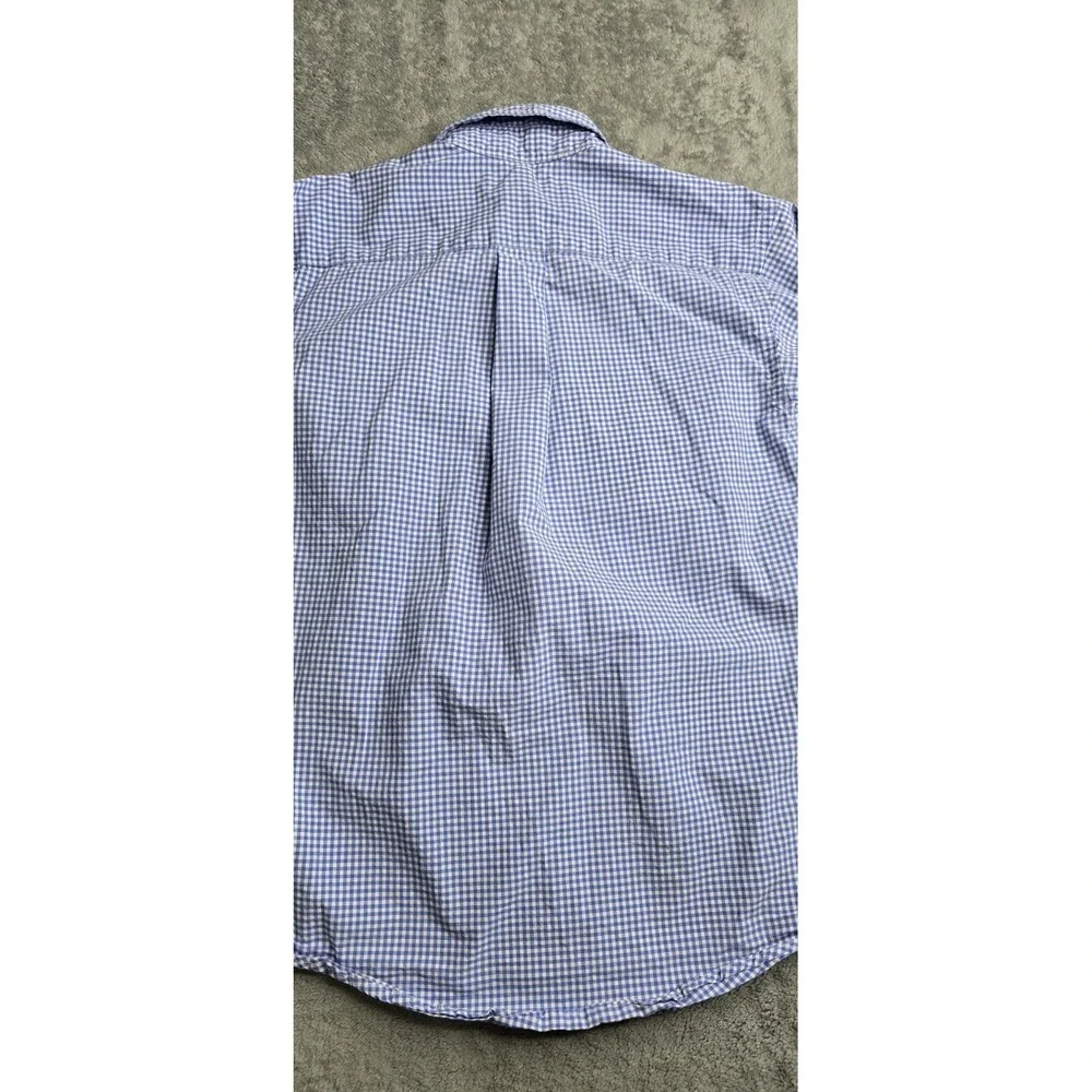 Ralph Lauren Blue Gingham Plaid Long Sleeve Button Down Boys M (10-12) Red Pony